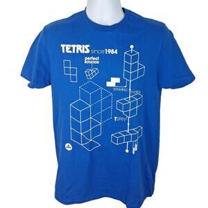 Tetris Men's Medium T-shirt Tetris Since 1984 Blocks Blueprint Graphic Blue